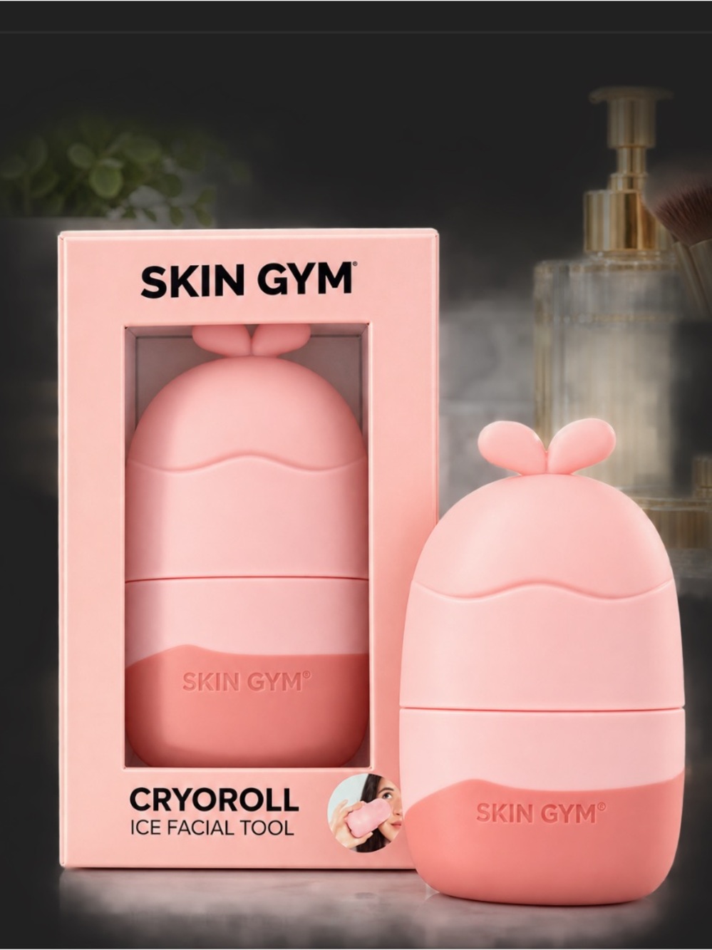 Skin Gym Pink CryoRoll Ice Facial Tool - Cooling Facial Massager
